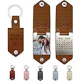 Reuhen Custom Stainless Steel Keychain with Engraved Calendar Date Photo and Text,Family,Friend,Couple,Birthday Gift