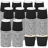 RXLWYUNLAE 240Pack Paper Espresso Coffee Cups, 4 oz Disposable Coffee Cups,Corrugated Insulated Ripple Wall, Paper Ripple Cups for Coffee, Hot Chocolate and Hot Tea Drinks -Black