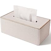 Tissue Box Cover, PU Leather Tissue Box Holder, Rectangular Tissue Box Covers for Kleenex, Napkin, Rectangle Tissue Holder for Bathroom Home Office 9.84"X5.23"X3.77" Beige