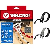 VELCRO Brand Reusable Cable Ties, Cord Management, 8in, Black, 150 Pack | Wire Management And Cord Organization Straps; Replace Single Use Zip Ties With Reusable Fasteners For Home And Office