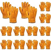 Bruislard 12 Pairs Leather Work Gloves for Men Women, Gardening, Construction, Wood Cutting, Driving, Automotive Repair