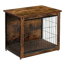 DWANTON Dog Crate Furniture with Cushion, Wooden