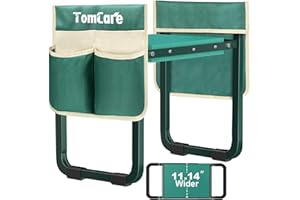 TomCare Garden Kneeler and Seat 11.14” Wider Larger Soft Kneeling Pad Garden Bench with 2 Large Tools Pouches Heavy Duty Foldable Garden Stool Gardening Gifts for Women Men Gardeners Seniors, Green