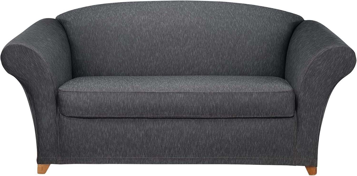 Best Sure Fit 2 Piece Sofa Cover Black
