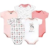 Hudson Baby Unisex Cotton Bodysuits, Bonjour Pink, 9-12 Months
