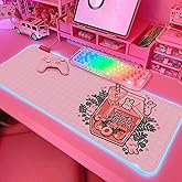 JMIYAV White RGB Gaming Mouse Pad 31.5x12 Inch PC XL Large Extended Glowing Led Light Up Desk Pad Non-Slip Rubber Base Computer Mouse Pad Cute Mousepad Mat 31.5x12 Inch