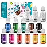 14Packs Food Coloring Set, 12 Color Liquid Vibrant Food Color Tasteless Food Dye for Baking, Icing, Cake Decorating, Fondant,
