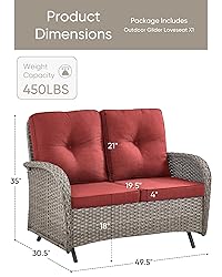 HUMMUH 2-Person Outdoor Glider Bench-All-Weather