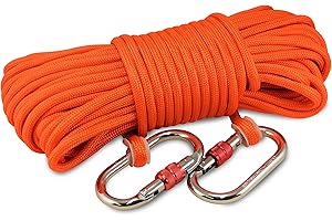 Brute Magnetics Magnet Fishing Rope | 100ft Extra Heavy Duty Rope with Double Carabiner| Thick 1/3" Double Braided Rope, Very Strong 3840 lbs | Multi Purpose Rope |Orange