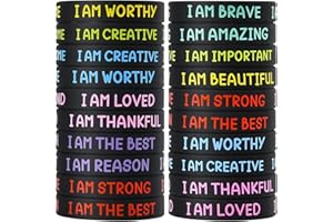 QEERBSIN Inspirational Silicone Wristbands Motivational Quotes Rubber Bracelets Back to School Gift Back To School Gift for Students Kids Teachers School Prizes