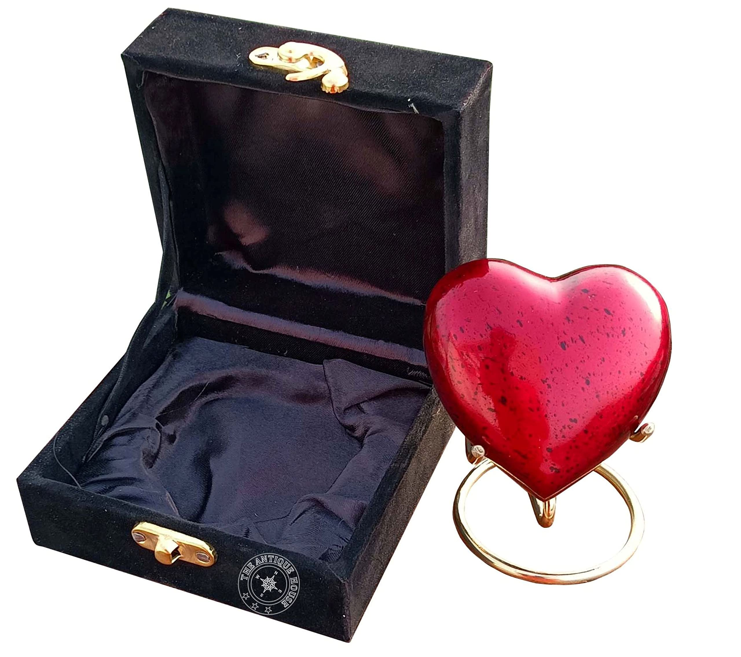 Red Urn Keepsake Mini Heart Cremation Urn with Premium Box & Stand - for Your Loved One Baby Girl & Boy - Small Red Heart Urn for Human Ashes - Perfect for Adults & Infants Valentine Day Gift
