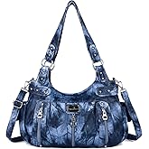 Angel Kiss Large Purses and Handbags for Women Washed Faux Leather Crossbody Hobo Satchel Shoulder Handbag Tote Purse