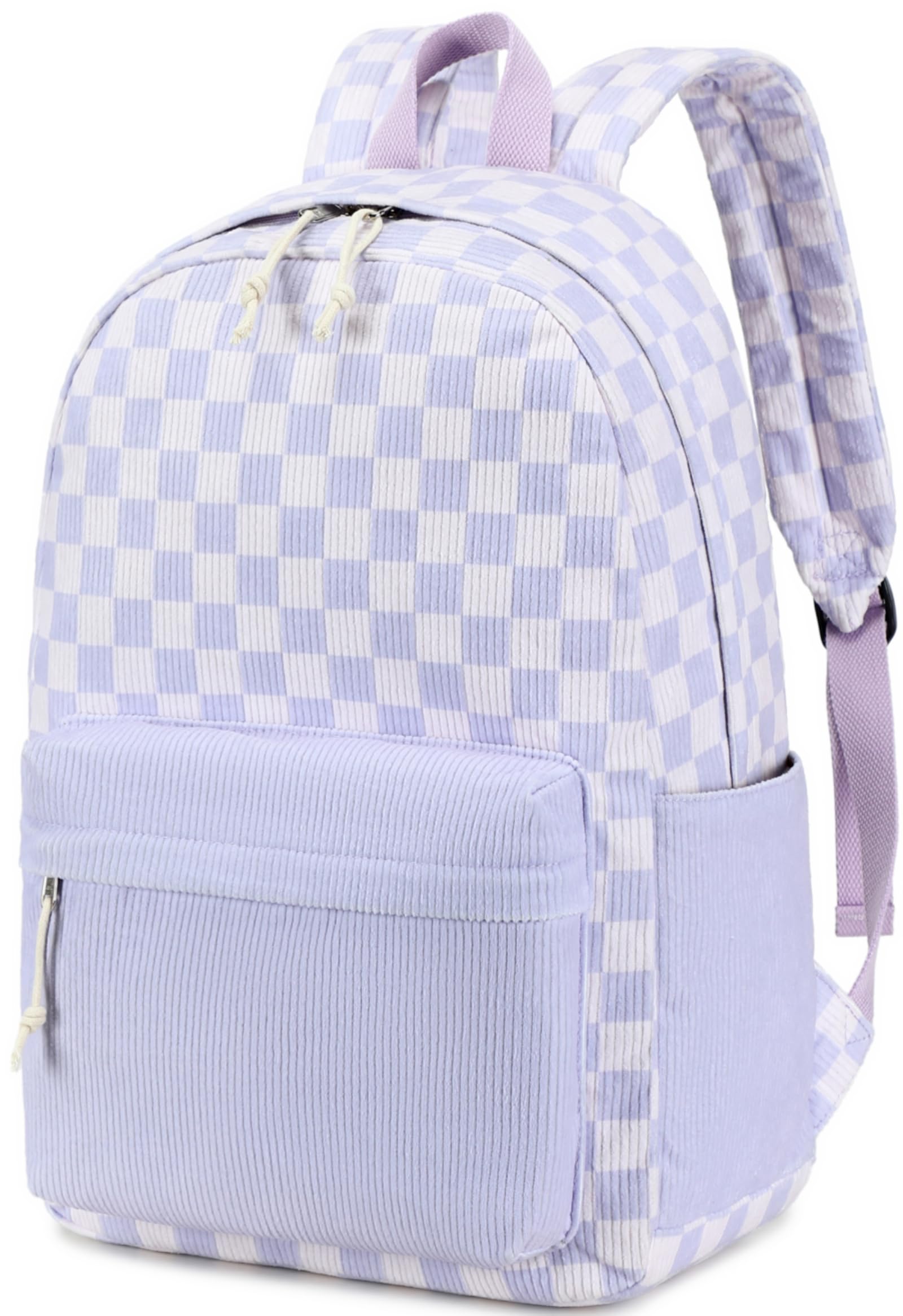 Photo 1 of CAMTOP Backpack for Teen Girls Corduroy Bookbags Elementary Middle High School School Bag Lightweight Women Travel Casual Daypacks (Purple White Grid)