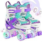 PAPAISON Adjustable Roller Skates for Girls Illuminating Wheels, Kids Toddler Rollerskates Ages 4-6 5-8 8-12