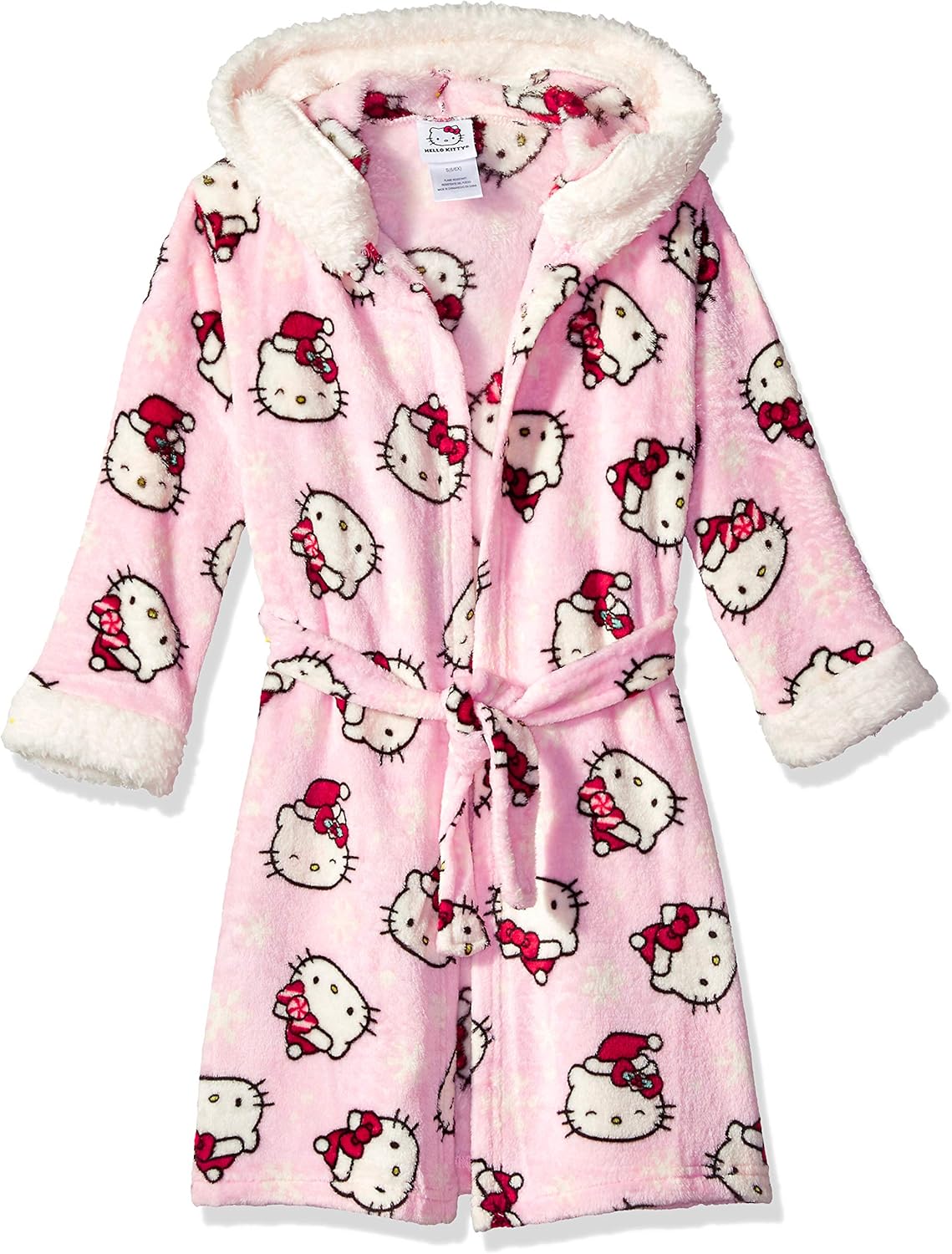 Hello Kitty Girls' Big Hooded Robe, Pink, Large Clothing