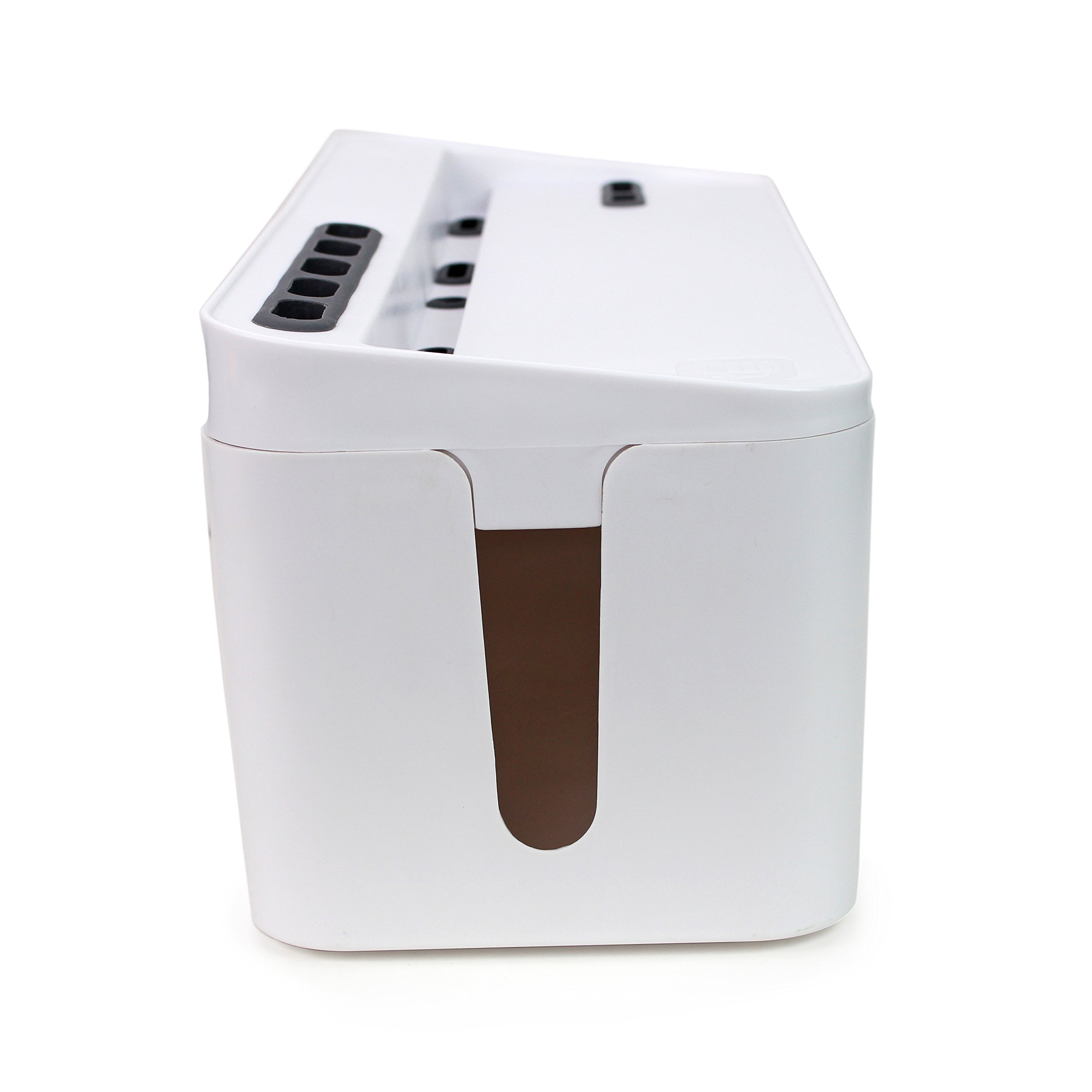 Bins & Things Kabelmanagement-Box und Mehrfachstecker-Organisator (weiß) USB, Computer, Netzwerk, Ladekabel | Haus- und Büroorganisation