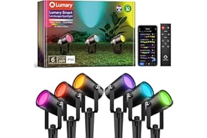 Lumary 56FT Smart Landscape Lights Gen2, 6 Pack RGBAIWW Color Changing Spotlights Low Voltage, Outdoor Lights for Yard, Festival, Compatible with Alexa & Google Assistant