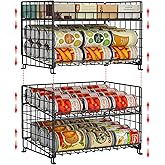 2-Pack Stackable Rack Organizer, Storage for Kitchen Pantry Cabinet, Holders for Food, Multifunctional Dispenser for Snacks Soda