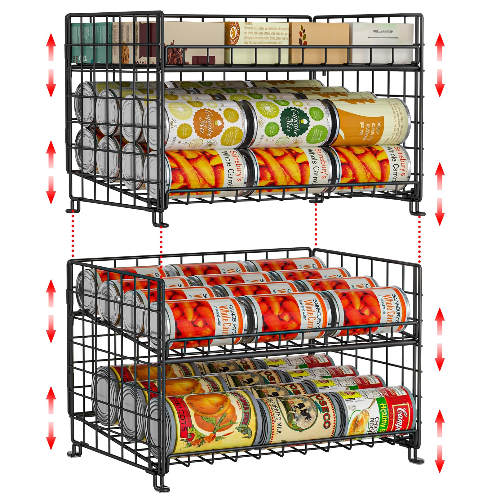 Photo 1 of 2-Pack Stackable Rack Organizer, Storage for Kitchen Pantry Cabinet, Holders for Food, Multifunctional Dispenser for Snacks Soda