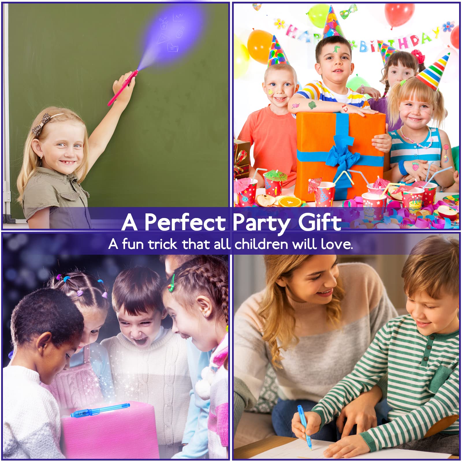 DazSpirit 30PCS Invisible Ink Pens with UV Light, Party Favors for Kids, Spy Pens, Magic Pen Disappearing Ink for Writing Secret Message, Classroom Prizes, Stocking Stuffers