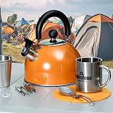 Milestone Camping 2L Whistling Kettle Aluminium Lightweight Orange view 9