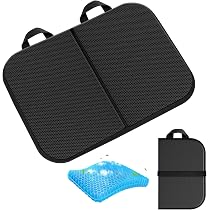 Coussin De Siège En Gel Portable - Pour Avion, Stade, Camping - Design Grille, Housse Amovible - Noir