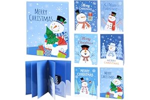 Qeinwha 6 Set/30 Slots Christmas Gift Card Booklet Bulk with Envelopes Christmas Gift Card Book Xmas Money Holder Xmas Cash Gifts Holiday Party Supplies for Teacher Coworker Men Women (Snowman)