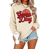 PICKID Basketball Game Day Sweatshirt for Women Game Day Chenille Patch Shirts Basketball Graphic Long Sleeve Tops