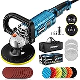 LDHTHOPI Buffer Polisher, 1600W 7 Inch/6 Inch Rotary Buffer Polisher Waxer, 7 Variable Speed 1000-3500 RPM, Detachable Handle for Car, Boat Sanding, Polishing, Waxing