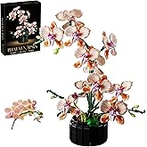 TEXXXIAN Orchid Building Block Set Botanical Series Artificial Champagne Flower Bouquet Bonsai - Home Decor, Unique Gift for Mother's Day, Anniversaries, or Birthdays for Adults 866pcs