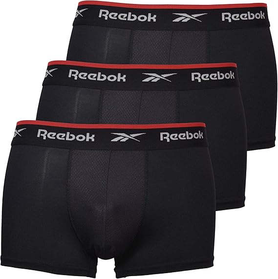 Reebok 3Pack Sports Performance Men's Boxer Trunks, Black Large Amazon.co.uk Clothing