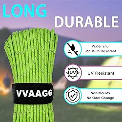 VVAAGG Reflective Paracord Rope 100FT, 7 Strand