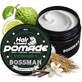 Bossman Hair &amp; Beard Pomade, 2-in-1, Non-Greasy (Vetiver X Scent) | Medium Hold for Everyday Styling of Hair, Beard, Mustache - Shapes, Moisturizes &amp; Tames With Shea Butter - Made in Texas