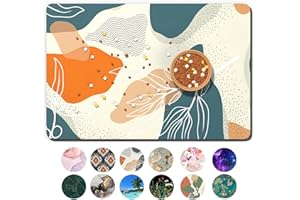 TMOODEL Dog Food Mat, 12"x19" Boho Dog Mat for Food and Water, Absorbent Dog Cat Bowl Mat Protect Floors, Cute Pet Food Mats for Dog Cat, Anti-Slip Rubber Pet Feeding Mat, Abstract Leaves Pet Placemat