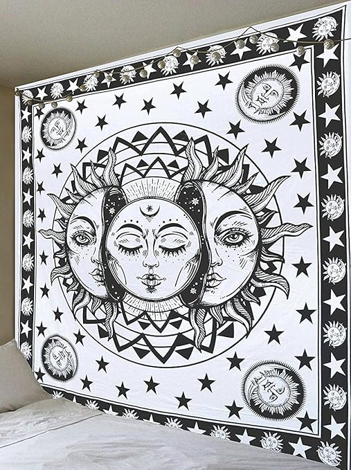 Amazon Com Jaipur Handloom Black And White Tapestry Sun Moon