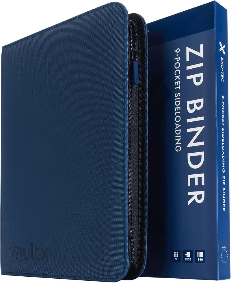 Vault X 9 Pocket Zip Trading Card Binder Exo-Tec Blue 360 Cards