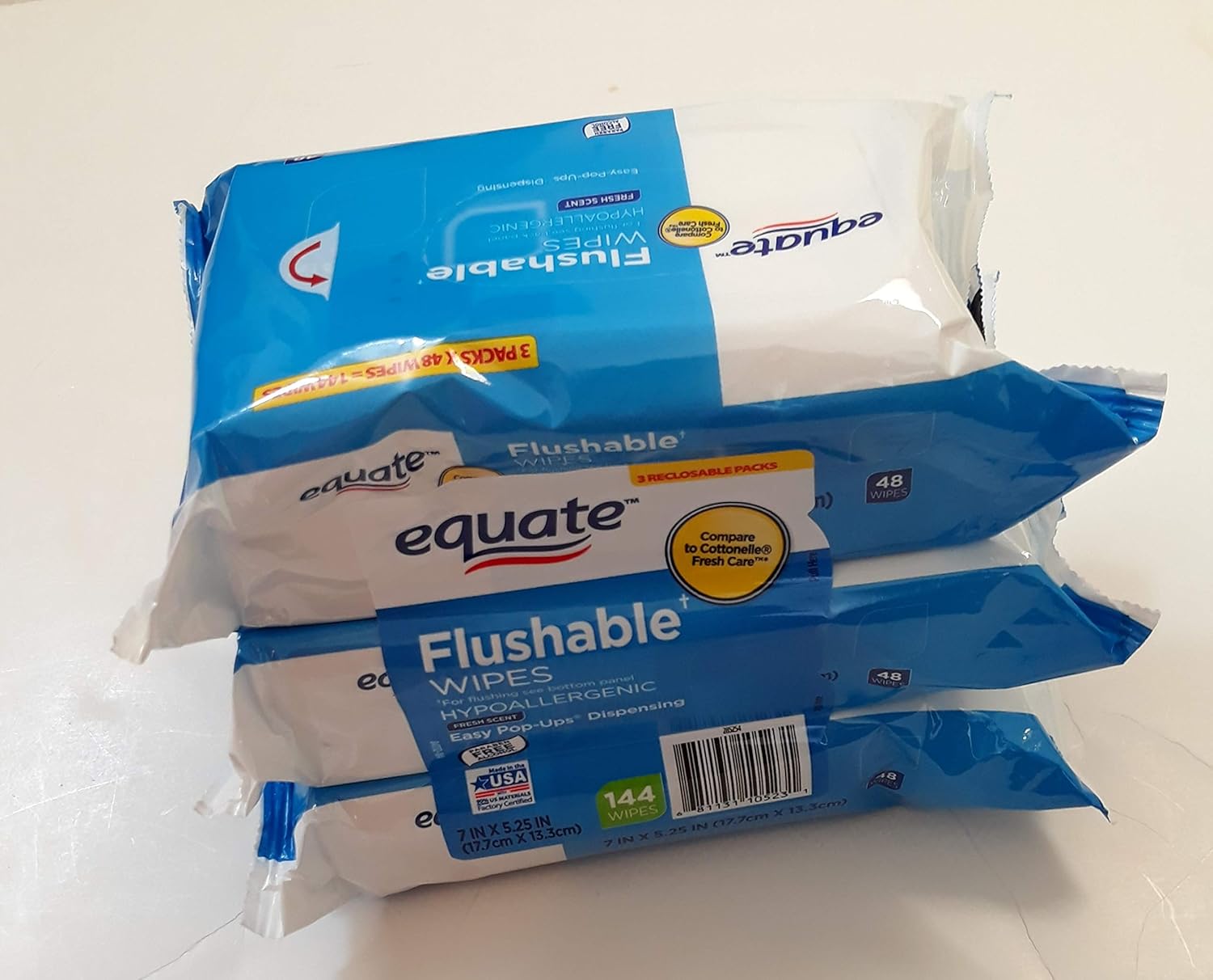 Home & Garden Equate Fresh Scent Flushable Wipes 3 Pack 144 Count 144