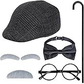 phnydreg 5Pcs 100 Days Costume Old Man Cosplay Set Grandpa Outfit Accessories for Man Halloween Dress Up