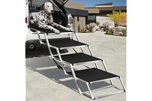 Extra Wide Foldable Dog Steps for Large Dogs, Portable Pet Stair Ramp with Non-Slip Rug Surface, Lightweight Car Ramps for SU