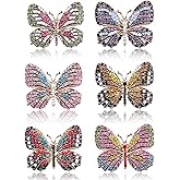 ESIW 6 PCS Multicolor Rhinestone Crystal Butterfly Brooch Pin Lapel Pin for Women