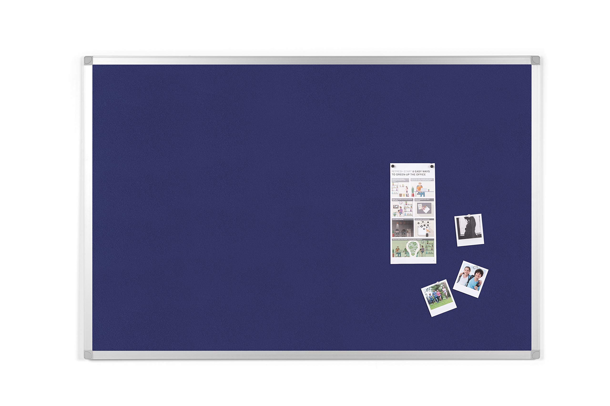BoardsPlus Felt Notice Board -Blue Felt Surface, Aluminium Frame BPM03074040 90x60 cm