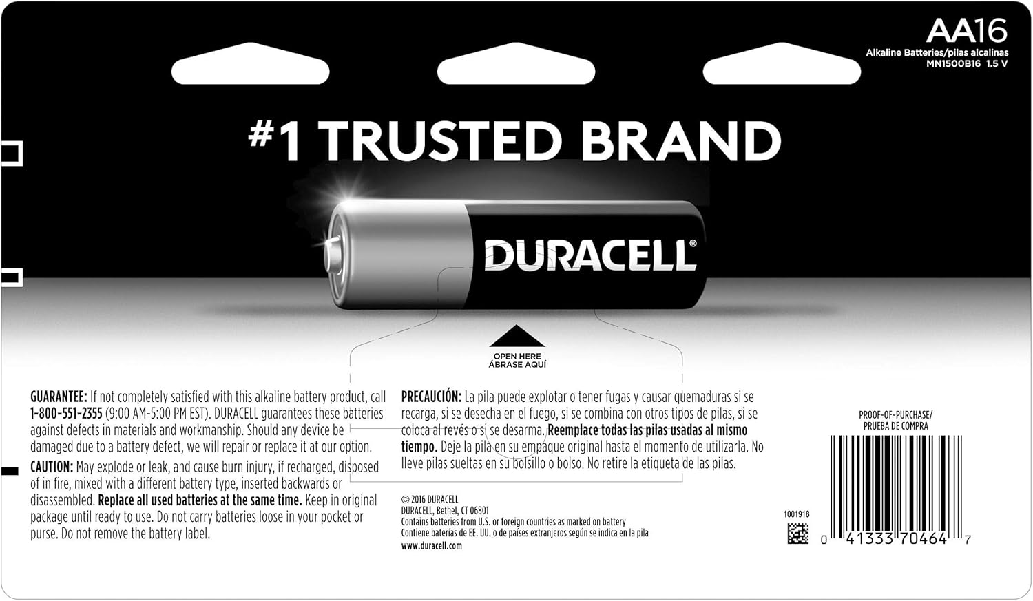 Duracell - CopperTop AA Alkaline Batteries - long lasting, all-purpose Double A battery for household and business - 16 Count: Health & Personal Care
