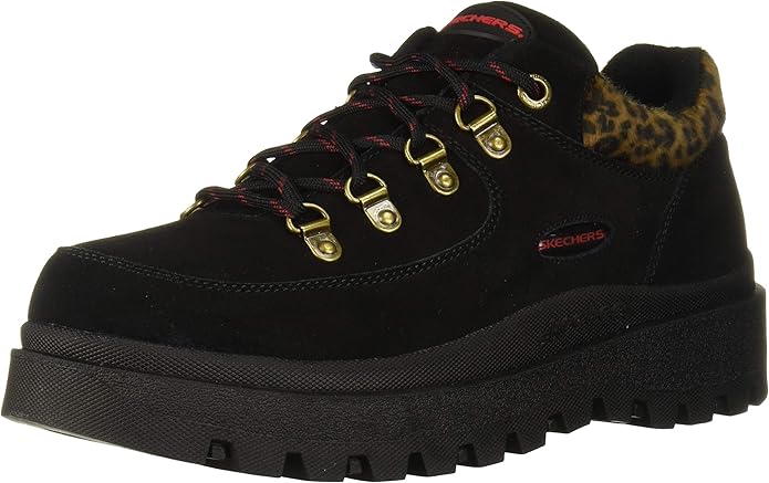 Amazon.com | Skechers Women's SHINDIGS-GROWL-5-eye Leapard Collar (Jammers) Oxford, Black, 6.5 M 