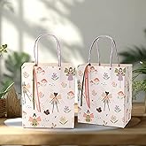 Cheerland Fairy Party Favor Bags for Girl First Birthday Party Decorations Fairies and Wildflower Goodie Bags Woodland Theme Pixie Candy Gift Bag for Garden Enchanted Forrest Decoration Pack of 8