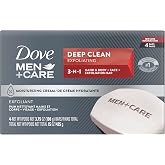 Dove Men+Care Men's Bar Soap Deep Clean 4 Bar More Moisturizing Than Bar Soap Effectively Washes Away Bacteria, Nourishes Your Skin 3.75 oz