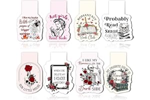 Dark Romance Magnetic Bookmark Gifts - Wxiben 8Pcs Funny Book Mark Magnets Flower Skull Bookmarks Magnetic Romance Magnets Bookmark Page Clip Gift for Women Men Book Lovers Students Teachers Reading