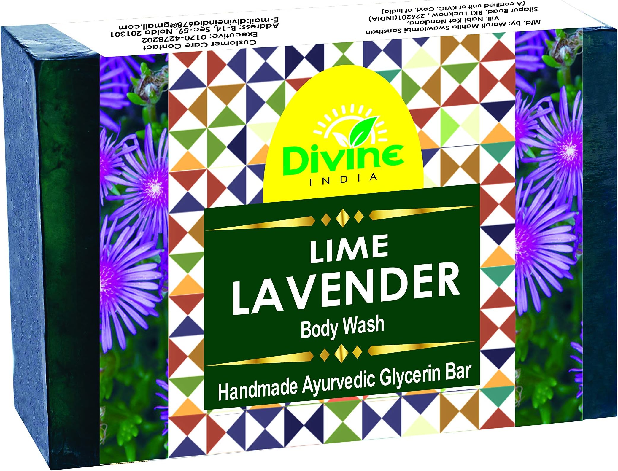 Divine India Premium Ayurvedic Natural Handmade Soap, 200 g - Lavender (For Silky Smooth Skin)