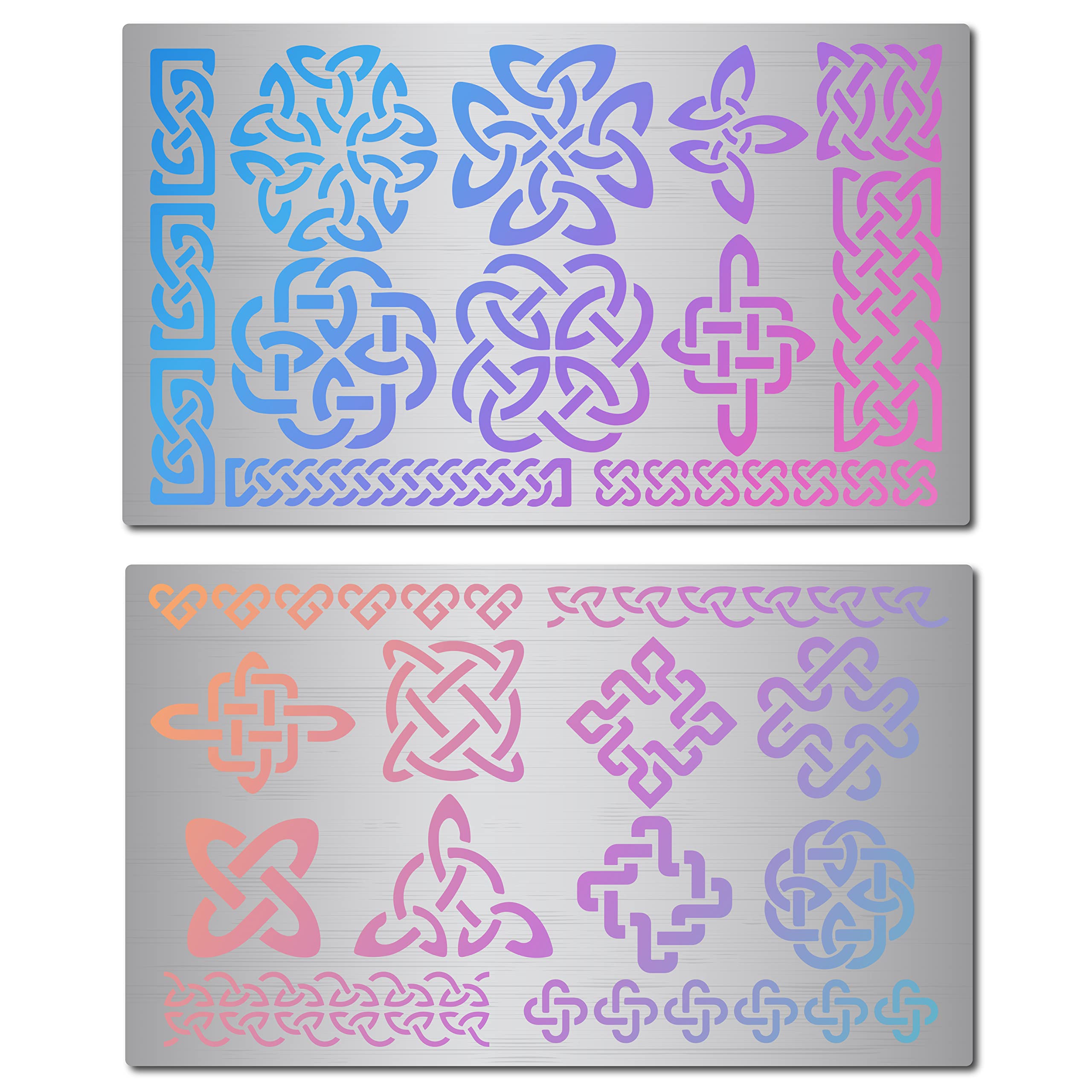 GORGECRAFT 2 Styles 6" Celtic Knot Stencil Viking Symbol Witchery Reusable Stainless Steel Flower Templates for Painting on Wood Wall Canvas Furniture Pyrography Engraving Crafts Home Decorations