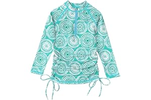 BesserBay Girl's UPF 50+ Adjustable Drawstring Rash Guard Shirt Half Zip Swim Dress Coverups 3-12 Years