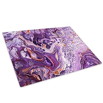 Purple White Orange Glass Chopping Board Kitchen Worktop Saver
